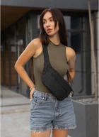 Жіноча тканинна поясна сумка бананка SAMBAG Чорна (2908038617)