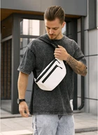 Мужская поясная сумка бананка из экокожи SAMBAG Белая (2936038617)