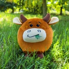 Мягкая игрушка бык микроплюш 22 см коричневый бежевая (532464)