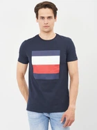Футболка хлопковая длинная мужская Tommy Hilfiger 10647.2 S Темно-синяя