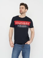 Футболка хлопковая длинная мужская Tommy Hilfiger 11041.2 S Темно-синяя