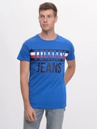 Футболка хлопковая длинная мужская Tommy Hilfiger 9632.3 S Голубая