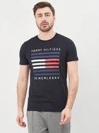 Футболка хлопковая длинная мужская Tommy Hilfiger 10574.3 S Темно-синяя