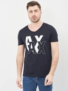 Футболка хлопковая длинная мужская Armani Exchange 10598.4 S Темно-синяя