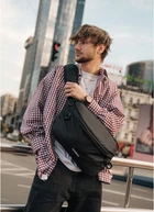 Мужская тканевая сумка бананка под ноутбук SAMBAG Черная (293404626)