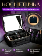 Дорожная косметичка-органайзер с зеркалом и LED-подсветкой LED Makeup Mirror, черная