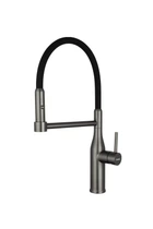 Смеситель для кухни GAPPO G4398-51 с гибким изливом, 2 режима, графит/черный