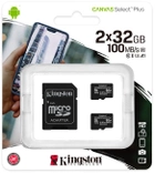 Kingston microSDHC 2х32GB Canvas Select Plus Class 10 UHS-I U1 V10 A1 + SD-адаптер (SDCS2/32GB-2P1A) - изображение 1