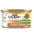 Влажный корм для кошек Purina Gourmet Gold с уткой, морковью и шпинатом, кусочки в паштете 85 г