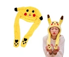 Плюшевая светящаяся шапка Pikachu с двигающимися ушами Желтая