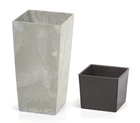 Горщик з кашпо для рослин 2в1 PROSPERPLAST URBI SQUARE BETON 8/16.3 л