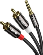 Инсертный кабель UGREEN AV116 3.5mm to 2xRCA 3m Black (10590)