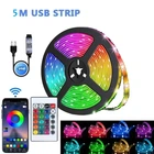Светодиодная LED лента RGB 5050 5 метров с Bluetooth приложением от USB + пульт ДУ