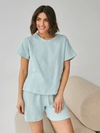 Пижама (футболка + шорты) женская муслиновая BARWA garments 0328/329 S Мятная (2113283291138)