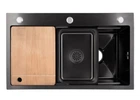 Кухонна мийка інтегрована Lidz Handmade H7545B Decor Black PVD Honeycomb 3,0/1,0 мм LDH7545BDECPVD48373
