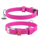 Кожаный ошейник для собак WAUDOG Glamour с QR паспортом без украшений S Ш 15 мм 27-36 см Pink (32707)