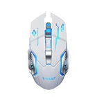 Беспроводная бесшумная игровая мышь T-Wolf Q13 с аккумулятором и подсветкой 2.4G+Bluetooth Белый