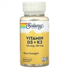 Вітамін Д3 та К2, Vitamin D-3 & K-2, Solaray, 120 капсул (2864781)
