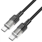 Кабель Hoco U129 Spirit 60W transparent charging data cable Type-C to Type-C Black