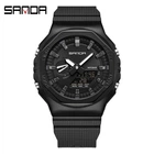 Часы Sanda нержавеющая сталь 51х46 мм чёрные (547791)