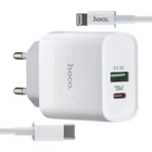 МЗП Hoco C80A Rapido PD20W + QC3.0 charger set Type-C to Lightning (EU) Білий