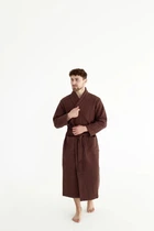 Мужской вафельный халат кимоно Коричневый плотность 320 г/м2, размер XXXL, 100% хлопок