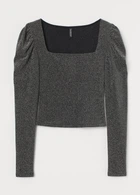 Блестящий топ H&M 907953002c45 S чёрный (100002061)