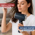 Фен для волос аккумуляторный беспроводной 500 Вт с холодным воздухом от аккумулятора и тёплым от сети, компактный портативный фен для сушки и укладки волос Черный, BTF-3-B
