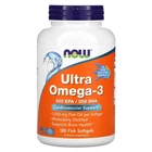 Ultra Omega-3 NOW Foods 500 ЕПК/250 ДГК 180 рыбних капсул ультра омега 3