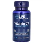 Витамины и минералы Life Extension Vitamin D3 25мкг (1000 IU) 250 капсул