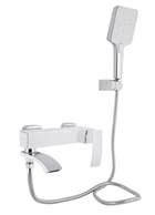 Смеситель для ванной Qtap Swan Cascada, Chrome/White (k35) с душевым гарнитуром QTSWA260CRW45569