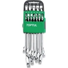 Ключ Toptul трещоточный реверсивный 8-19мм 10шт. на холдере (GSAQ1001)