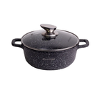 Каструля литий алюміній 6,5л 28*12,5см скляна кришка а/п Black marble 4406 KAMILLE