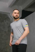 Повсякденна футболка чоловіча з прапором на плечі Intruder сіра трикотажна бавовняна патріотична стильна класична для чоловіків/XXL