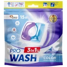 Капсули для прання Pro Wash Color Гірська свіжість 15 шт. (4823128002284) (340779)
