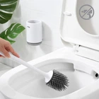 Ёршик для унитаза с силиконовой щеткой клеящийся настенный MBM HOME BP-12 WHITE/GRAY белый/серый