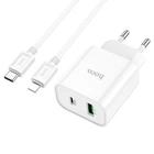Сітчасте зарядне пристрій з кабелем HOCO C80A Plus Rapido PD20W+QC3. 0 charger set(C to iP) білий
