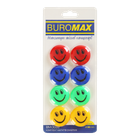 Магниты для доски BuroMax "Смайлики" 30 мм 8 шт 4 цвета (BM.0032)