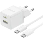 Сетевое зарядное устройство Baseus Palm Fast Charger C+U 30W + Кабель Type-C to Type-C White