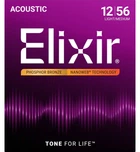 Струни для акустичної гітари Elixir 16077 Nanoweb Phosphor Bronze Light-Medium 12/56