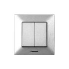 Выключатель двухклавишный Arkedia Slim с рамкой ABS серебристый [WNTC00092SL-UA1] Panasonic