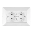 Розетка двойная с заземлением Arkedia Slim белая ABS [WNTC02052WH-UA1] Panasonic