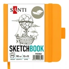 Скетчбук-блокнот для графики Santi 12х12 см 110 г/м2 100 листов т/обл жёлтый на резинке (743362)