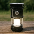 Фонарь светодиодный аккумуляторный 1W+6LED с солнечной панелью и функцией павербанк, универсальный переносной складной фонарь-лампа для дома, дачи, рыбалки и кемпинга Черный, MHS-5800-Black