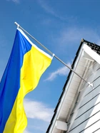 Флагшток с флагом Украины Держатель для флага Фасадный флагшток Комплект флагшток регулируемый и флаг Украины габардин 140х90 Kayfovo FUA-1