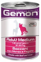 Консерви для собак Gemon Dog Wet Medium Adult шматочки з яловичиною та печінкою