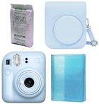 Набір Fujifilm INSTAX Mini 12 Pastel Blue фотокамера миттєвого друку / картридж 10 фото / чохол / альбом 64 фото Блакитний