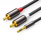 Аудиокабель Ugreen AV116 3.5 мм - 2 RCA 1 м Hi-Fi, экранированный, позолоченные контакты Черный (10749)
