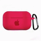 Чехол для AirPods Pro Logo Silicone case с карабином (23) Rose red бордовый