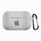 Чехол для AirPods Pro Logo Silicone case с карабином (19) Antique white бежевый